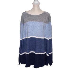 Karen Scott Blue Striped Long Sleeve Top
